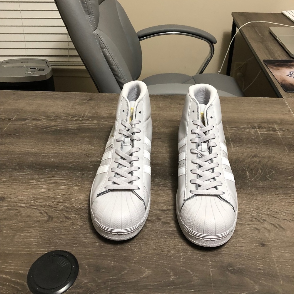 Adidas Pro Model 10, Grey/White/Metallic Gold, New - Never Worn